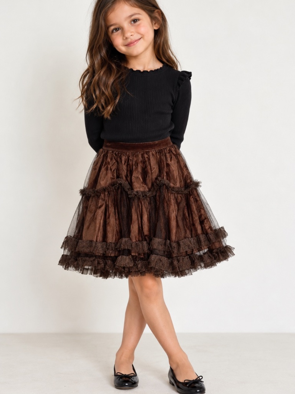STELLA MCCARTNEY Stella Industries Girl's Chocolate Tulle Skirt | Size 6-7